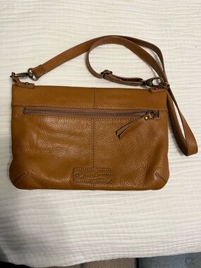 Lucky Brand Whisky Brown Harper Leather Crossbody Bag with Brass coloredHardware
